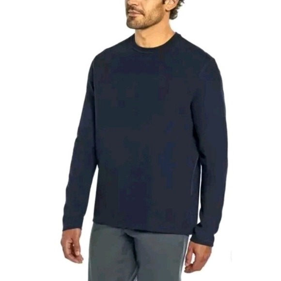 Banana Republic Men's Textured Double Knit Crew Pullover, Blue, Size Medium - Picture 1 of 4